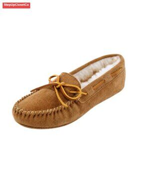 Sheepskin Soft Sole Suede Mocc Whipstitched Womens House Shoes